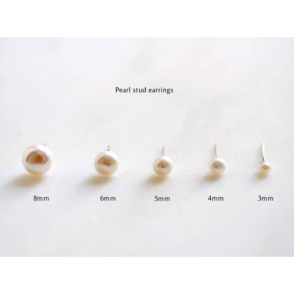 14K White Gold 6.5-7mm Cultured Pearl Stud Earrings Image 2 Quality Gem LLC Bethel, CT