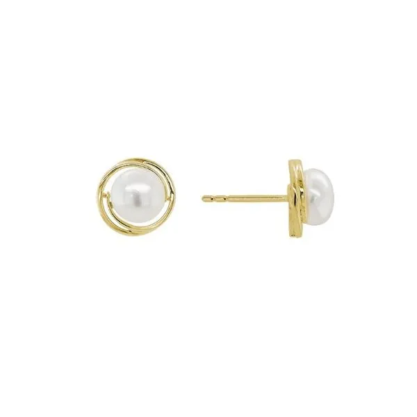 14K Yellow Gold Pearl Swirl Earrings Image 2 Quality Gem LLC Bethel, CT