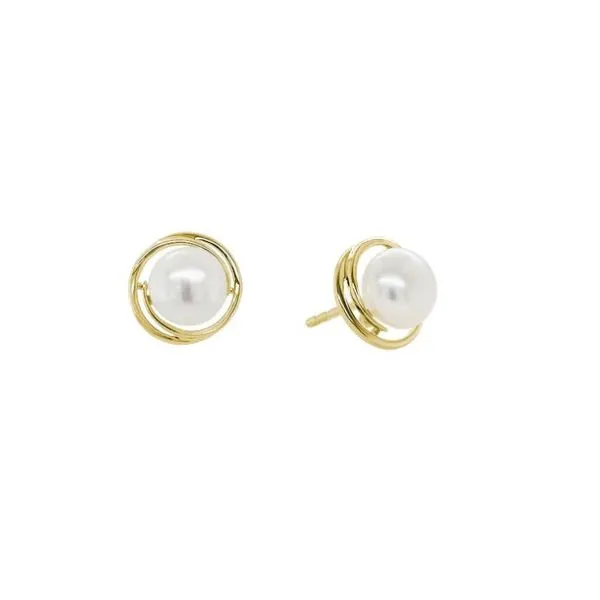 14K Yellow Gold Pearl Swirl Earrings Quality Gem LLC Bethel, CT