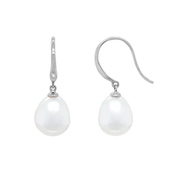 14K White Gold Freshwater Pearl Drop Earrings Quality Gem LLC Bethel, CT