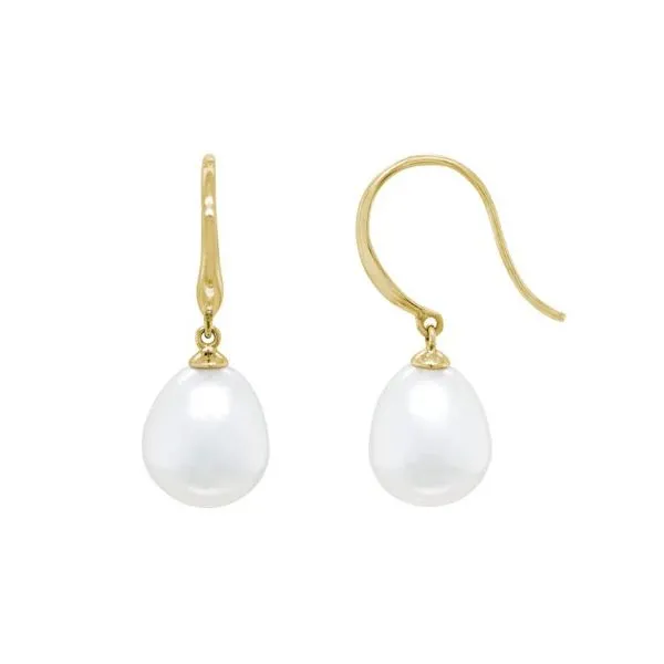 14K Yellow Gold Freshwater Pearl Drop Earrings Quality Gem LLC Bethel, CT