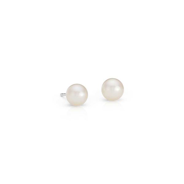 14K White Gold 3.5x4mm Pearl Stud Earrings Quality Gem LLC Bethel, CT