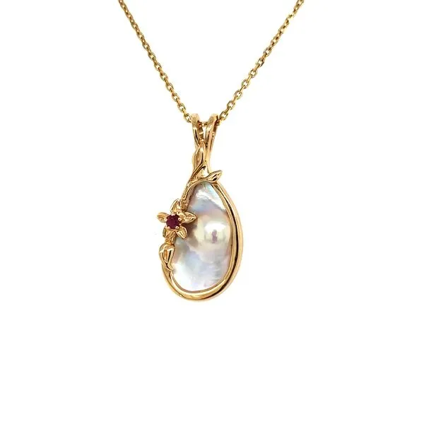 14K Yellow Gold Blister Pearl Pendant Image 3 Quality Gem LLC Bethel, CT