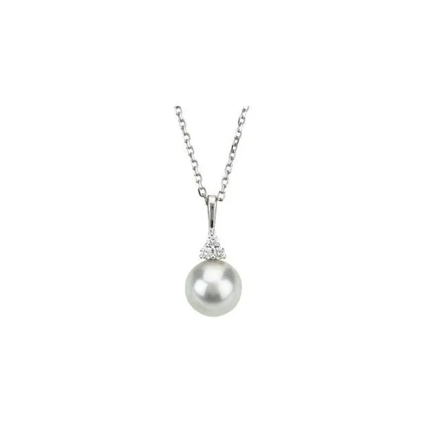 14K White Gold Pearl and Diamond Pendant Quality Gem LLC Bethel, CT