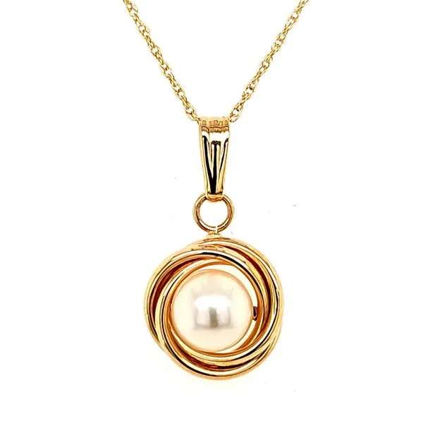 14K Yellow Gold Pearl Knot Pendant Quality Gem LLC Bethel, CT