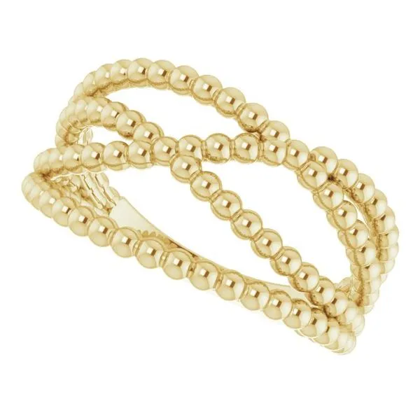 14K Yellow Gold Beaded Criss Cross Ring size 6.75 Image 5 Quality Gem LLC Bethel, CT