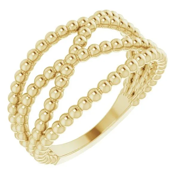 14K Yellow Gold Beaded Criss Cross Ring size 6.75 Quality Gem LLC Bethel, CT