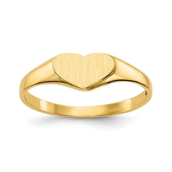14K Yellow Gold Heart Signet Ring Size 6 Image 2 Quality Gem LLC Bethel, CT
