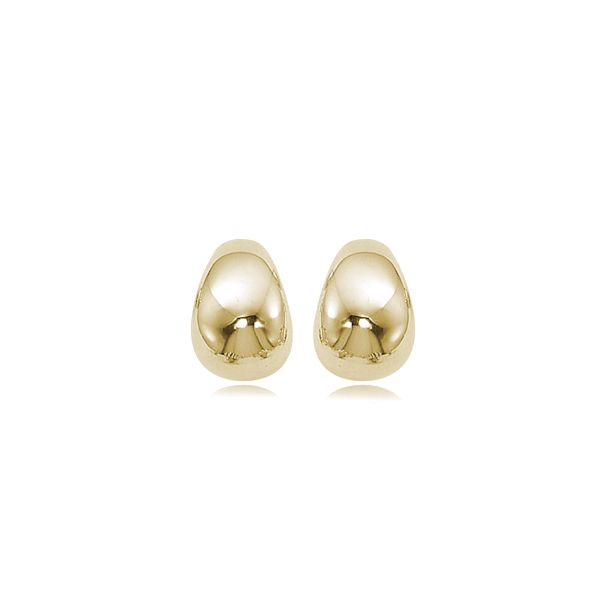 14K Yellow Gold Small Puffed Bottom Hoops Earrings Image 2 Quality Gem LLC Bethel, CT