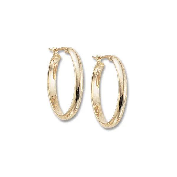 14K Yellow Gold Half Round Tube Hoop Earrings Quality Gem LLC Bethel, CT