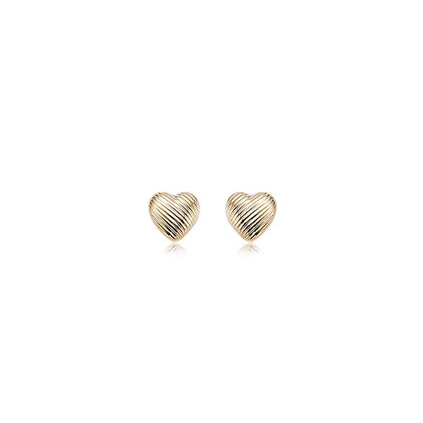 14K Yellow Gold Brite Cut Heart Stud Earrings Quality Gem LLC Bethel, CT