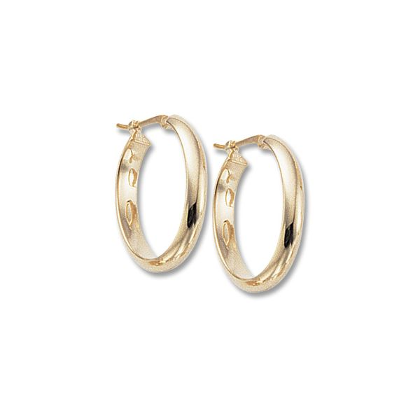 14K Yellow Gold Small Oval Half Round Tube Hoop Earrings Image 3 Quality Gem LLC Bethel, CT