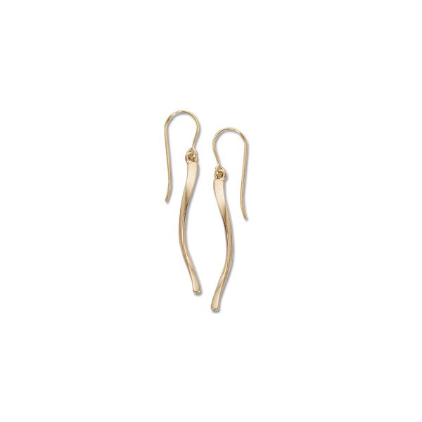 14K Yellow Gold Curved Dangle Earrings Quality Gem LLC Bethel, CT
