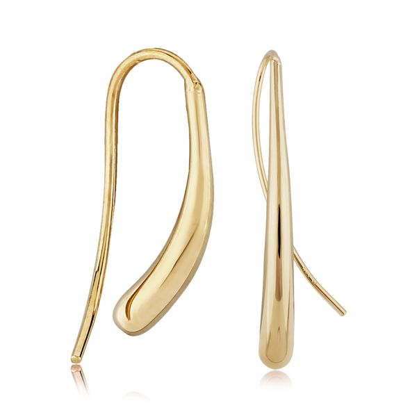 14K Yellow Gold Long Sleek Drop Earrings Quality Gem LLC Bethel, CT