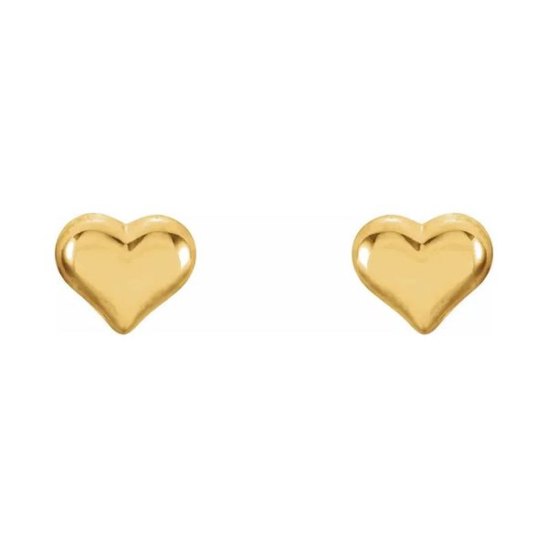 14K Yellow Gold Girls Heart Stud Earrings Quality Gem LLC Bethel, CT