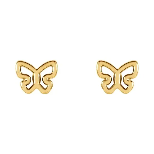 14K Yellow Gold Girls Butterfly Stud Earrings Quality Gem LLC Bethel, CT