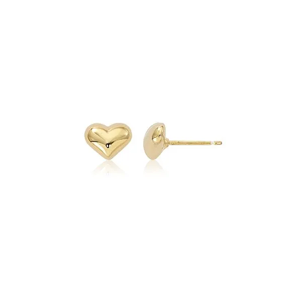 14K Yellow Gold Puffed Heart Stud Earrings Quality Gem LLC Bethel, CT