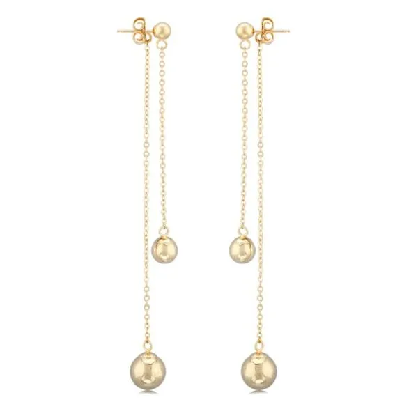 14 Karat Yellow Gold 6mm And 8mm Bead Drop Dangle Earrings Quality Gem LLC Bethel, CT