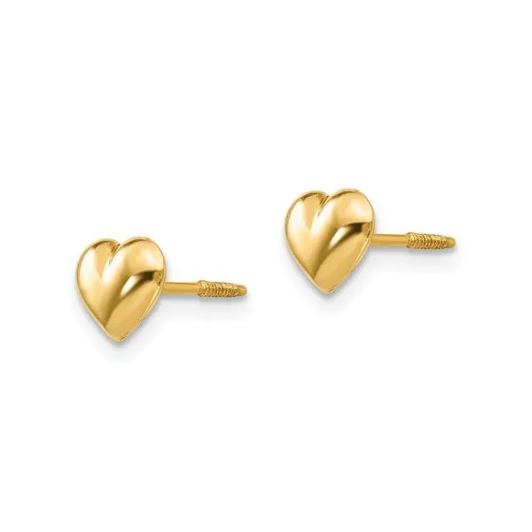 14K Yellow Gold Puffed Heart Screwback Studs Earrings Quality Gem LLC Bethel, CT