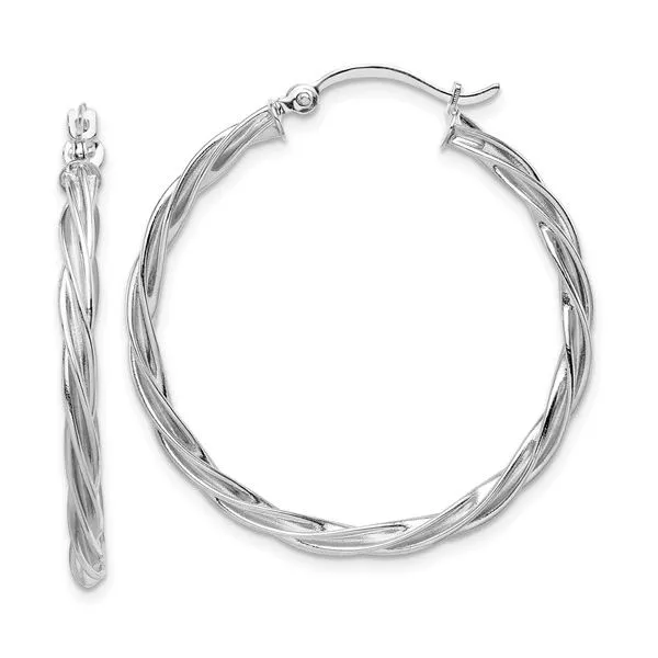 14K White Gold Twisted Hoop Earrings Quality Gem LLC Bethel, CT