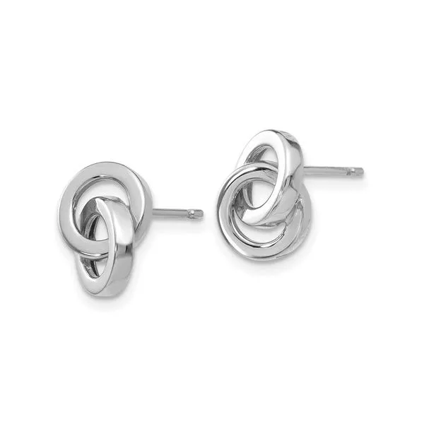 14K White Gold Double Circle Post Earrings Image 2 Quality Gem LLC Bethel, CT