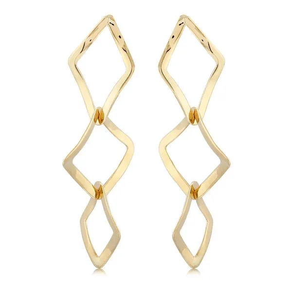 14K Yellow Gold Interlocking Wavy Drop Earrings Quality Gem LLC Bethel, CT
