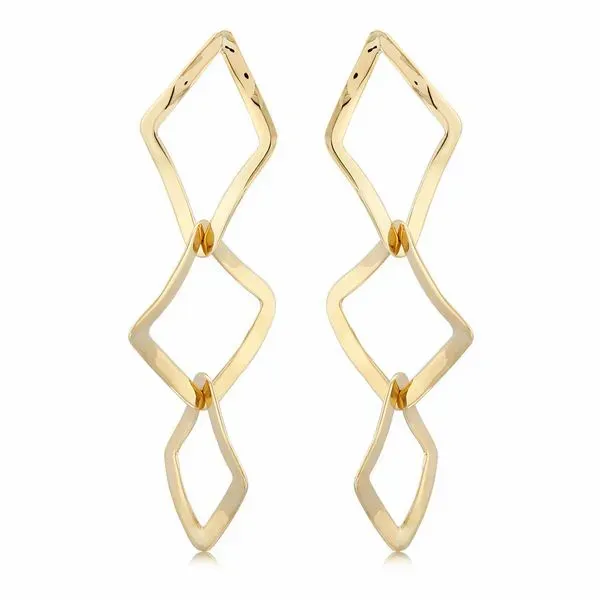 14K Yellow Gold Interlocking Wavy Drop Earrings Quality Gem LLC Bethel, CT