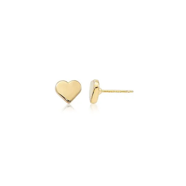 14K Yellow Gold 8mm Flat Heart Stud Earrings Quality Gem LLC Bethel, CT