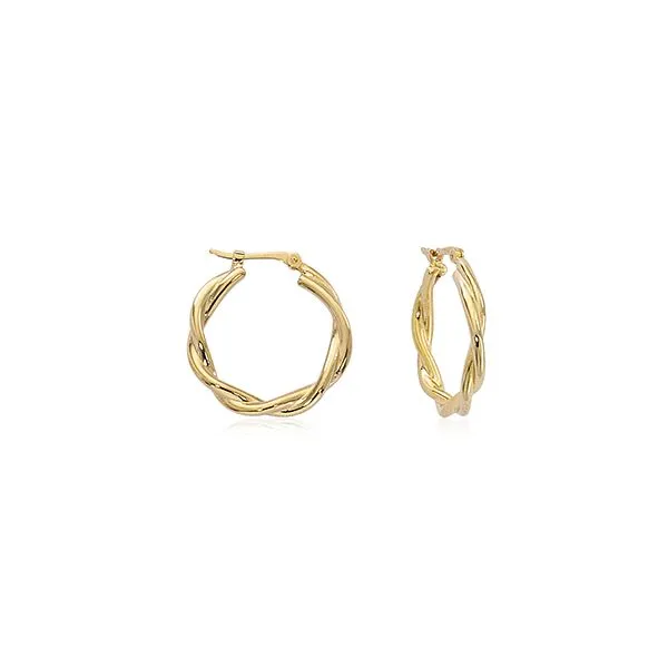 14 Karat Yellow Gold Medium Double Twist Hoop Earrings Quality Gem LLC Bethel, CT