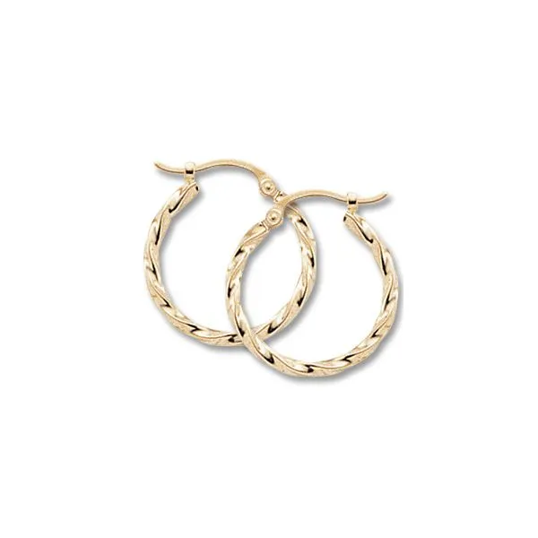 14K Yellow Gold Medium Twisted Hoop Earrings Image 2 Quality Gem LLC Bethel, CT