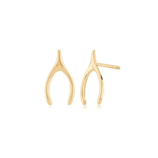 14K Yellow Gold Wishbone Earrings Quality Gem LLC Bethel, CT