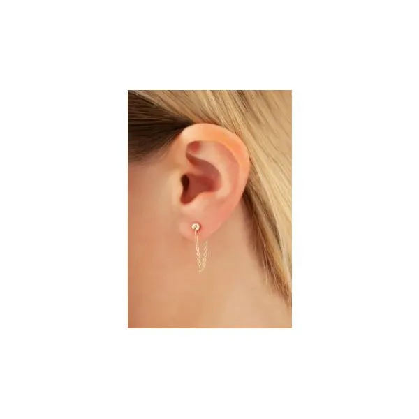14K Yellow Gold Ball and Chain Earrings Image 2 Quality Gem LLC Bethel, CT