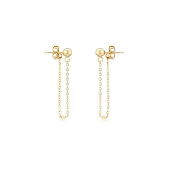 14K Yellow Gold Ball and Chain Earrings Quality Gem LLC Bethel, CT