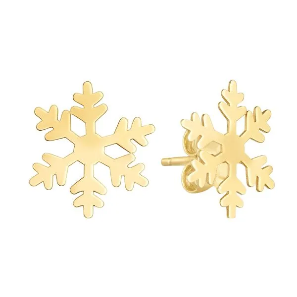 14K Yellow Gold Snowflake Earrings Quality Gem LLC Bethel, CT