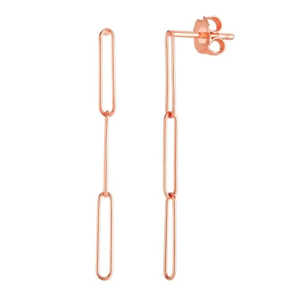 14K Rose Gold Paperclip Dangle Earrings Quality Gem LLC Bethel, CT