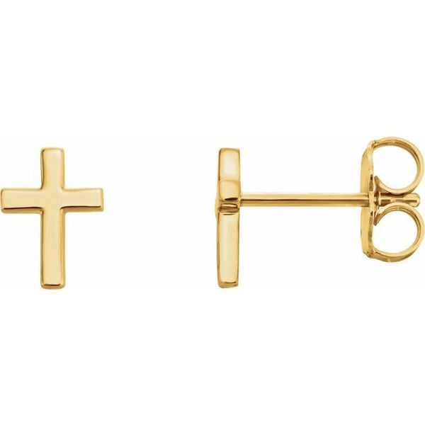 14K Yellow Gold Cross Earrings Image 2 Quality Gem LLC Bethel, CT