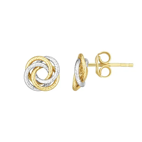 14K Two Tone Love Knot Earrings Quality Gem LLC Bethel, CT