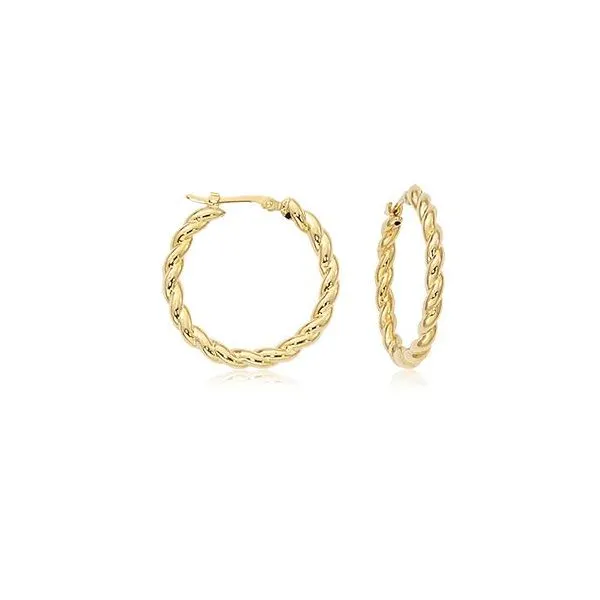 14K Yellow Gold Small Round Twist Hoop Earrings Quality Gem LLC Bethel, CT