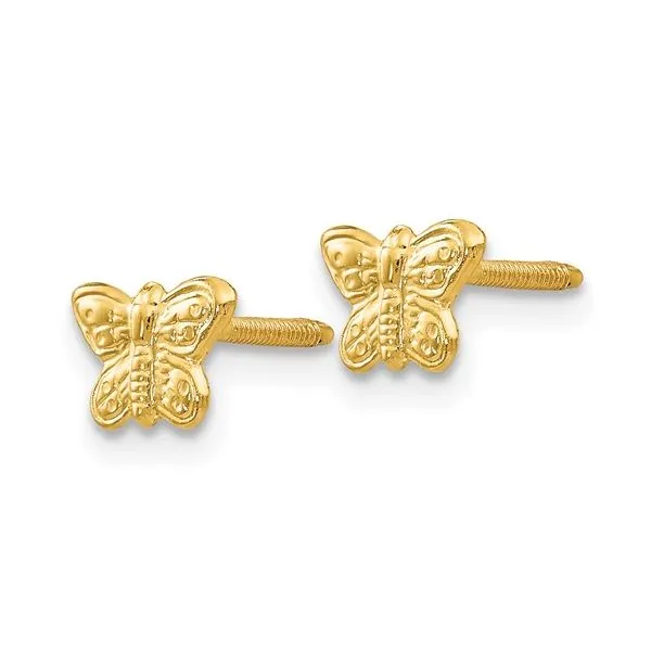 14K Yellow Gold Butterfly Earrings Image 2 Quality Gem LLC Bethel, CT