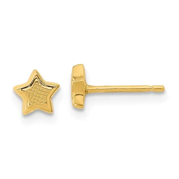 14K Yellow Gold Textured Star Earrings Quality Gem LLC Bethel, CT