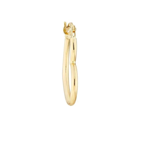 14K Yellow Gold Tilted Heart Hoop Earrings Image 2 Quality Gem LLC Bethel, CT