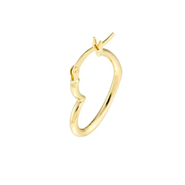 14K Yellow Gold Tilted Heart Hoop Earrings Image 3 Quality Gem LLC Bethel, CT