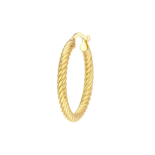 14K Yellow Gold Twisted Rope Hoop Earrings Image 3 Quality Gem LLC Bethel, CT