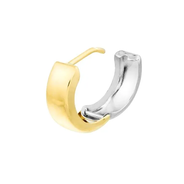14K Two Tone Reversible Huggie Hoop Earrings Image 3 Quality Gem LLC Bethel, CT