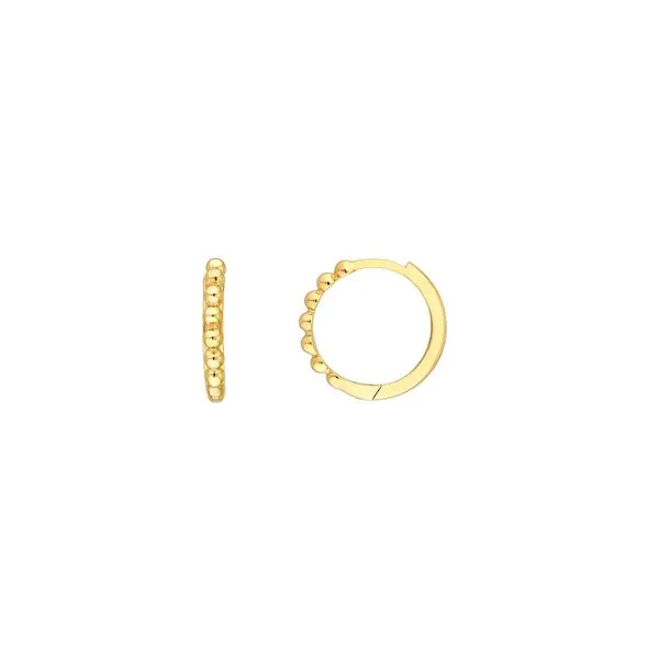 14K Yellow Gold Beaded Huggie Hoop Earrings Quality Gem LLC Bethel, CT