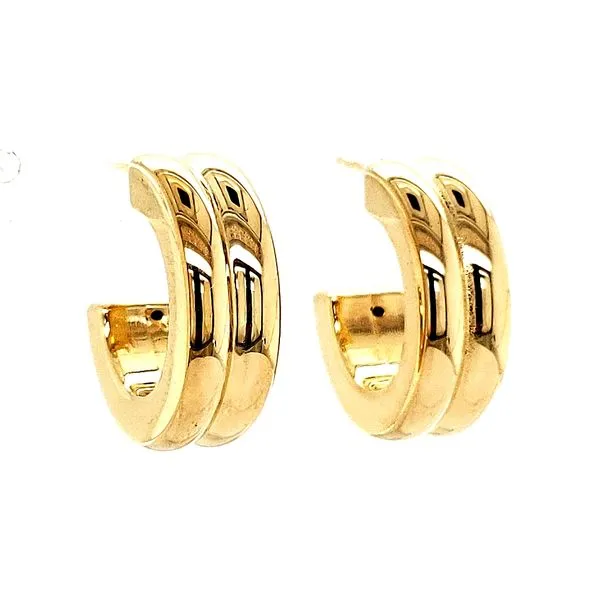 14K Yellow Gold Double Square Edge Hoop Earrings Quality Gem LLC Bethel, CT