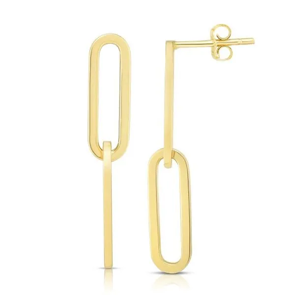 14K Yellow Gold Paperclip Earrings Quality Gem LLC Bethel, CT