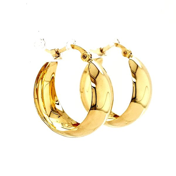 14K Yellow Gold Tapered Band Hoop Earring Quality Gem LLC Bethel, CT