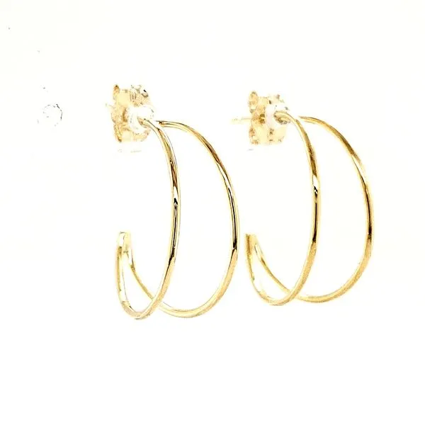 14K Yellow Gold Tapered Double Wire Hoop Earrings Quality Gem LLC Bethel, CT