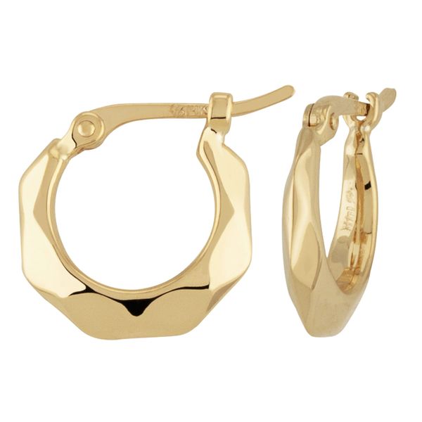 14K Yellow Gold Diamond Cut Mini Hoop Earrings Quality Gem LLC Bethel, CT